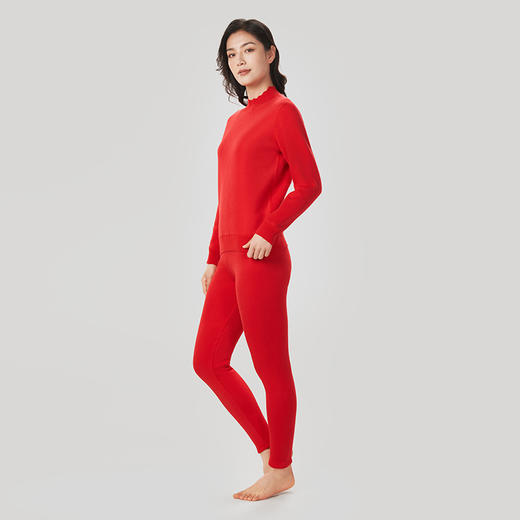 都市丽人超级暖臻暖保暖衣负15度以下适穿德绒提花复合绒女士保暖衣加厚款套装新年本命年红品LW32A8 商品图2