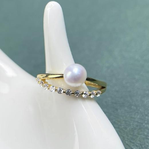S925淡水珍珠戒指-双排圆珠 商品图0