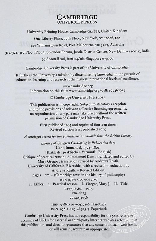 预售 【中商原版】康德 实践理论批判 剑桥哲学史经典文本丛书 Immanuel Kant Critique of Practical Reason 英文原版 哲学三部曲 商品图3