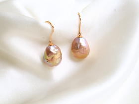 淡水巴洛克夕阳色耳钩