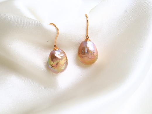 淡水巴洛克夕阳色耳钩 商品图0