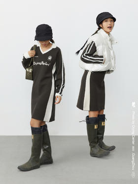 CryingCenter 灰棕色polo领运动足球毛织洋装 哭喊中心