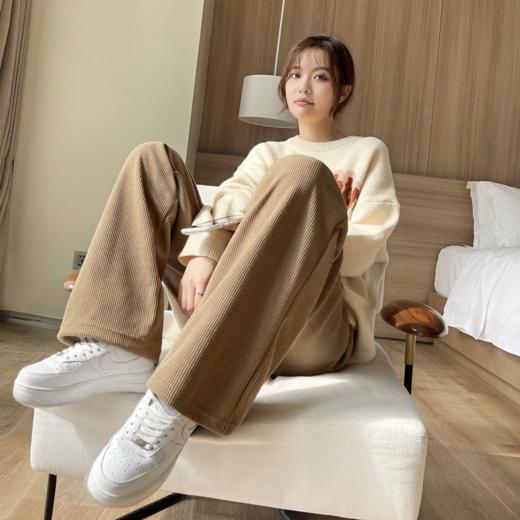 【买一送一】2023秋冬新款灯芯绒阔腿裤 高腰垂感宽松加厚加绒直筒拖地裤 商品图1