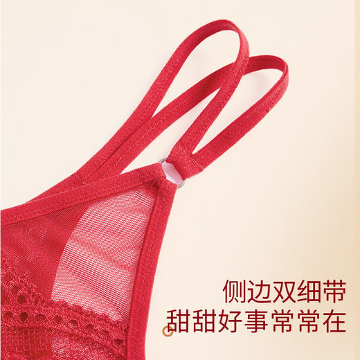 奶糖派微甜配套内裤好运红品轻盈透气性感清透网纱纯棉底档丁角裤 商品图3