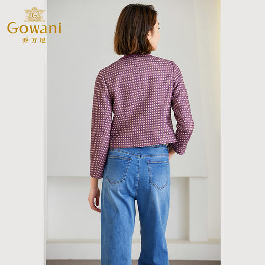 乔万尼冬季新品短外套气质小香风紫粉格纹小个子ET4B919 商品图4