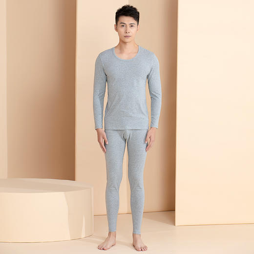 爱帝男式经典棉莱卡弹力圆领内衣套装 商品图7