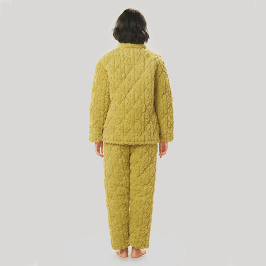 都市丽人舒适外出女士睡衣北极绒提花夹棉加厚款长袖长裤类家居服套装LH31L4 商品图2