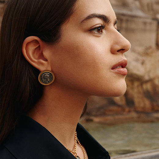 【央视主持人李思思同款】Retro Chic意大利复古时尚首饰 罗马浮雕耳环 商品图2