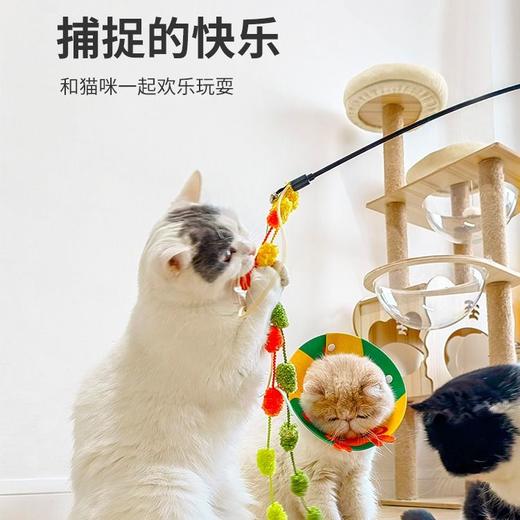 节节高毛绒球流苏穗逗猫棒猫咪互动解闷铃铛玩具颜色随机/个 商品图1