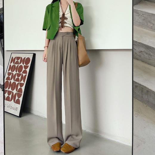 【个性西装裤！显瘦百搭】白色阔腿裤女裤子春秋新款，垂坠感拖地裤女装休闲裤直筒西装裤，静中带动，时尚前卫又不失经典，凉感垂顺，耐磨耐创 商品图4