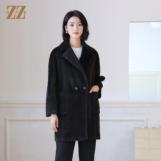 佐尔美秋冬新款 气质经典羊驼毛毛呢大衣女E24ZZ24 商品图0