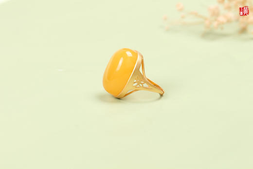 蜜蜡戒指【兮颜】，925银镶 商品图2