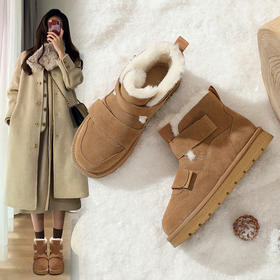 ZHR雪地靴女款加厚魔术贴棉鞋女冬加绒厚底女鞋面包鞋保暖鞋