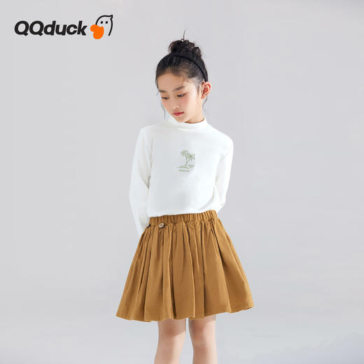 【清仓捡漏】【120-165】【QQduck可可鸭】女童半高领打底衫儿童长袖T恤棉93.6% 氨纶6.4% 商品图3