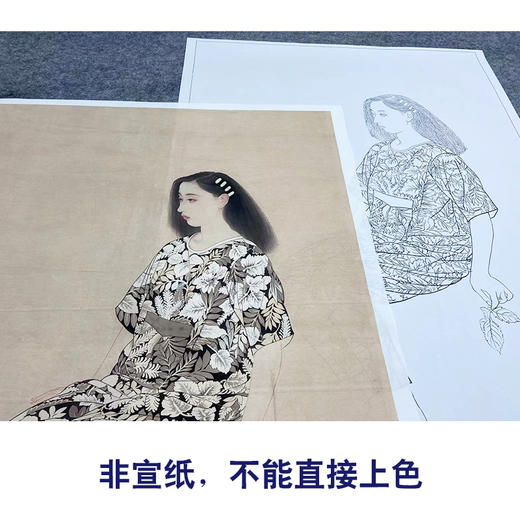 【大彩图】何家英工笔画白描底稿《孤叶》高清打印稿人物线稿ZV14 商品图2