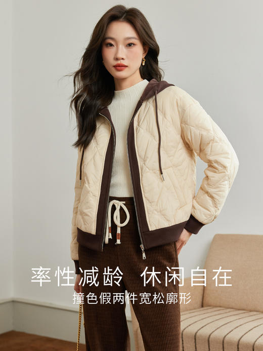 【99元福袋，不支持退换】熙世界假两件撞色连帽棉衣棉服女冬季新款高级感小个子短外套 商品图1