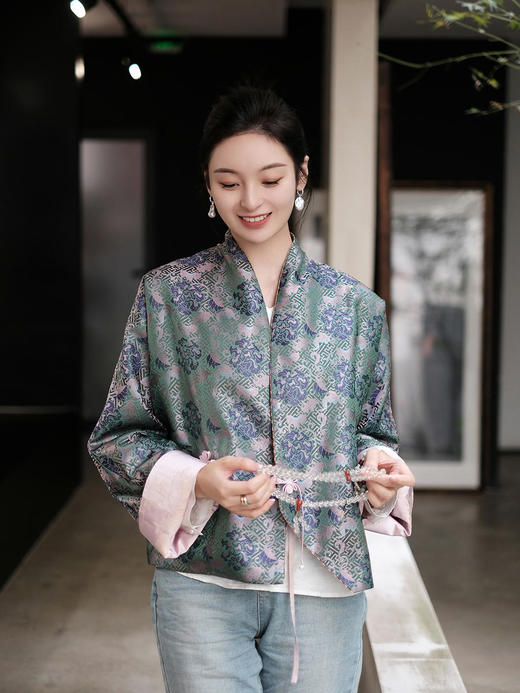 限量款| 盛唐牡丹 |万寿无疆牡丹纹重缎宋锦新中式外套(不夹棉) 商品图6