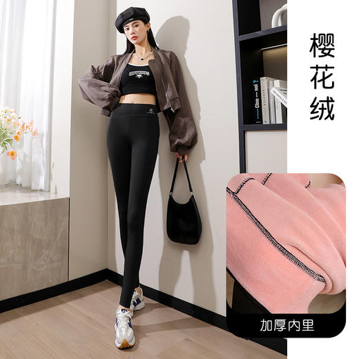 「三款配色！加绒鲨鱼裤」女外穿2023新款秋冬季加厚高腰紧身黑色保暖芭比打底裤下装 商品图1