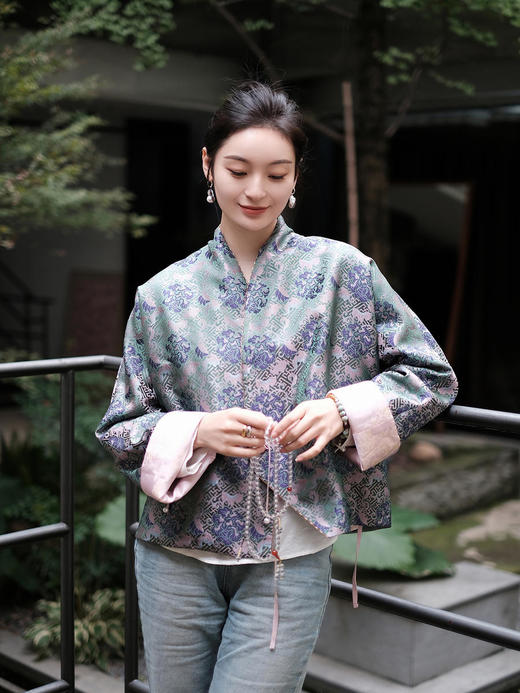 限量款| 盛唐牡丹 |万寿无疆牡丹纹重缎宋锦新中式外套(不夹棉) 商品图2