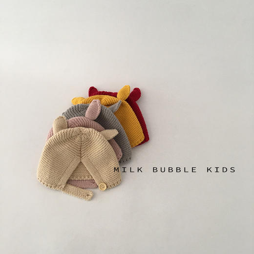 【纯色耳朵针织帽！时尚可爱】ins韩版婴儿帽子秋冬季，一岁女宝男宝秋天出游保暖宝宝毛线帽，暖意立刻加倍！柔软的针织材质，舒适保暖；精致的毛线工艺lm 商品图2