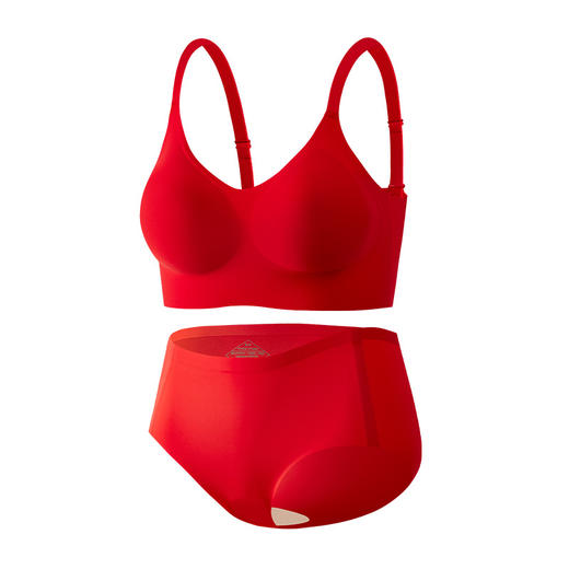 【一红到底！整年都顺】本命年红色内衣内裤套装，结婚喜庆无痕文胸薄款小胸聚拢收副乳，好运齐聚 一套满足所需，红透旺透好运透 商品图4