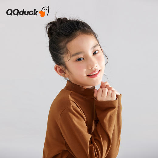 【清仓捡漏】【120-165】【QQduck可可鸭】女童半高领打底衫儿童长袖T恤棉93.6% 氨纶6.4% 商品图9