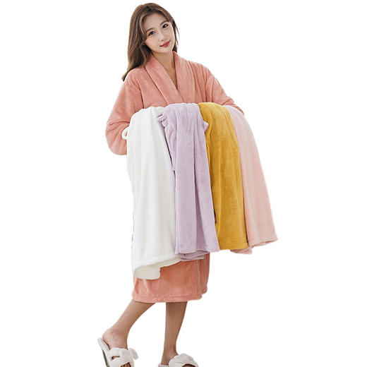 【珊瑚绒成人浴袍！吸水性卓越】加厚吸水男女家用成人款， 柔软温暖 贴心呵护 冬日的浸泡时光 轻松尽享，多种颜色选择，柔软性好 耐磨耐用，大尺寸全包裹 触感舒适 商品图14