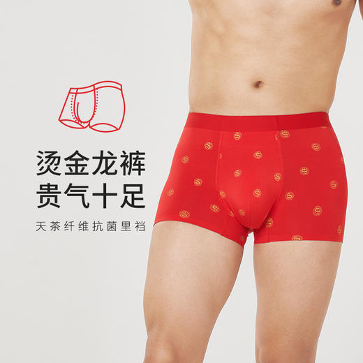 都市丽人都市锋尚铂金舒适60S莫代尔平角男士内裤新年本命年红品FK3HD1 商品图0
