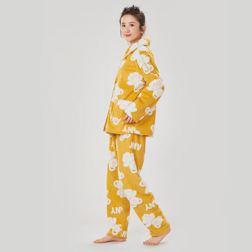 都市丽人生活家居女士睡衣双面阳离子提花法兰绒厚款长袖长裤类家居服套装LH31K2 商品图1