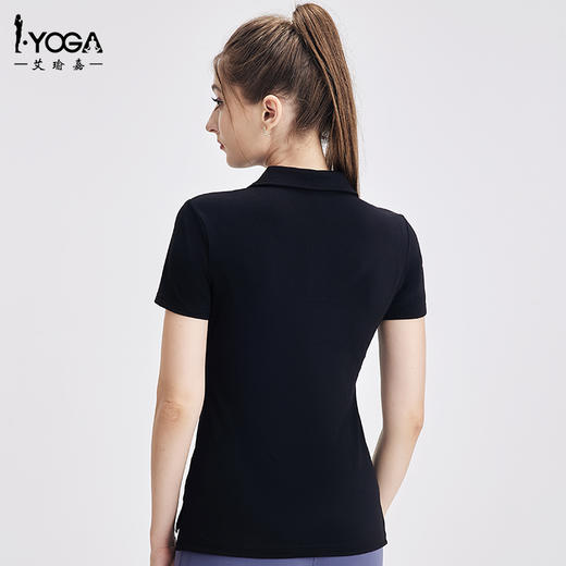 IYOGA翻领男女同款短袖修身V领T恤MT020 商品图1