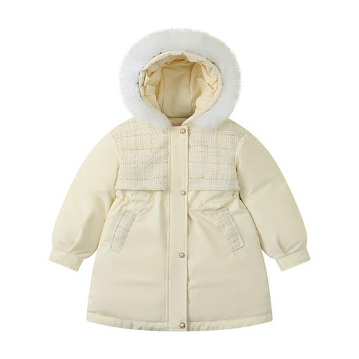 笛莎女童羽绒服2023冬季新款时尚拼接朋克连帽长款羽绒服 商品图4