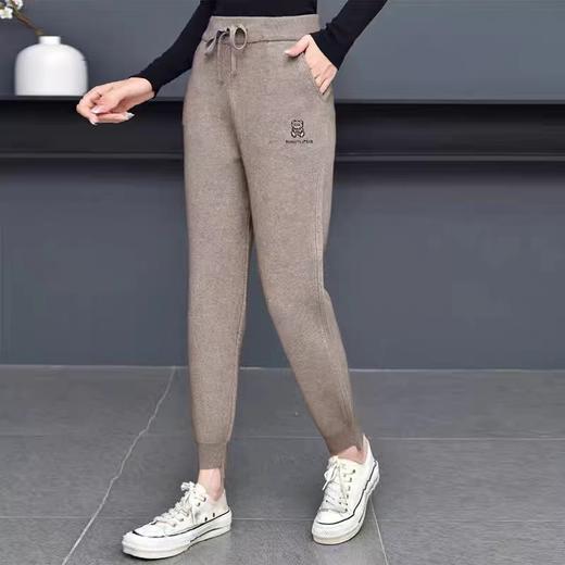 塞外明珠2022年女士刺绣松紧腰羊毛休闲外穿运动裤 商品图0