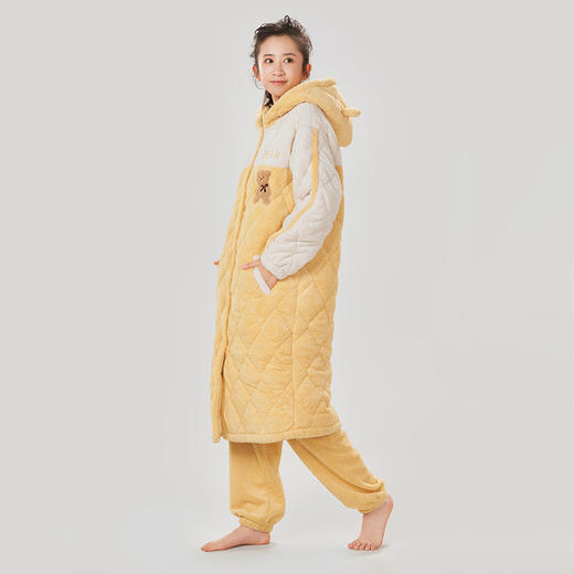 都市丽人舒适外出女士睡衣法兰绒夹棉加厚款长袖长裤类家居服套装LH31L7 商品图2