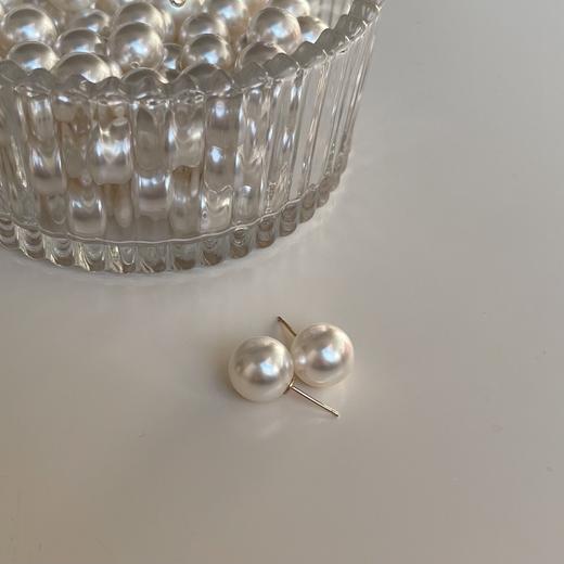 韩国fever同款925银正圆强光炫彩复古港风气质施家水晶大珍珠耳钉 商品图9