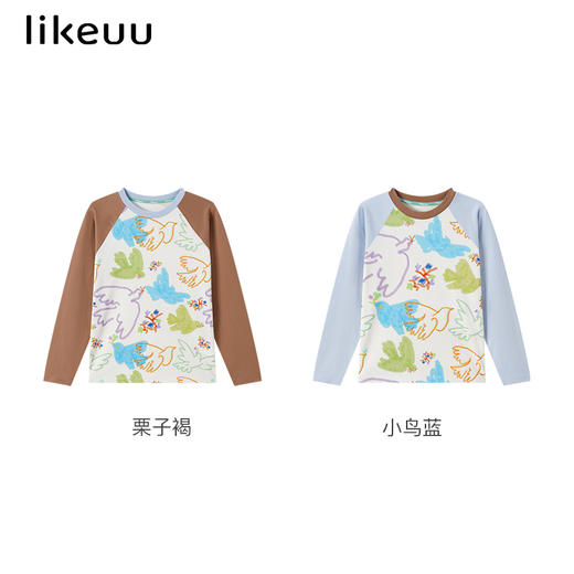 likeuu儿童鸽子满印插肩袖T恤 | 天然棉纤维、吸湿透气、童趣设计、舒适百搭 商品图4