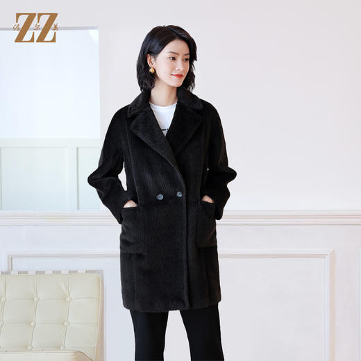 佐尔美秋冬新款 气质经典羊驼毛毛呢大衣女E24ZZ24 商品图3
