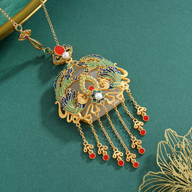 子佩集S925银【凤鸣朝阳】套链项链【DZ05429】珐琅彩和田玉古法金镀金国潮锁2310