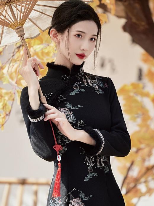 新款改良刺绣美人条旗袍，私服名媛御姐风新中式优雅礼服旗袍BS-2866 商品图3