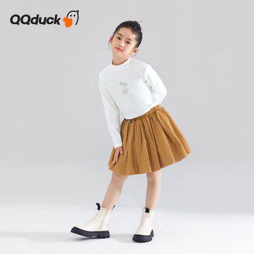 【清仓捡漏】【120-165】【QQduck可可鸭】女童半高领打底衫儿童长袖T恤棉93.6% 氨纶6.4% 商品图4