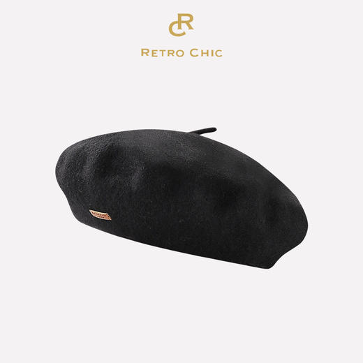 Retro Chic 百搭复古冬季黑羊毛贝雷帽 商品图0