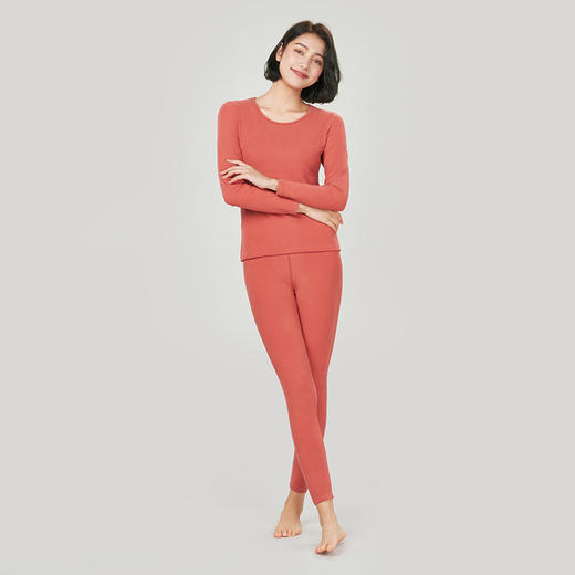 都市丽人舒暖保暖衣女负5至5度适穿暖肤绒保暖衣厚款套装秋衣秋裤新年本命年红品LW31C4 商品图1