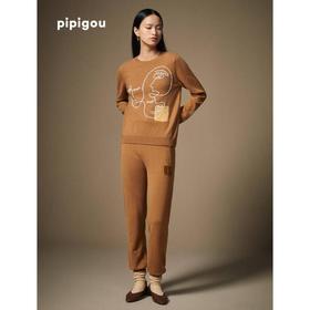 3楼 皮皮狗女式羊绒绣花圆领套衫