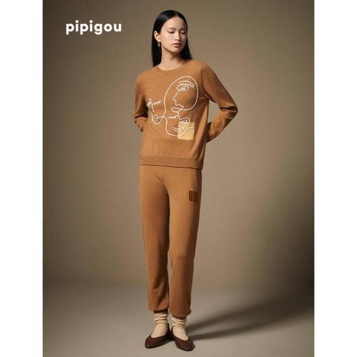 3楼 皮皮狗女式羊绒绣花圆领套衫 商品图0