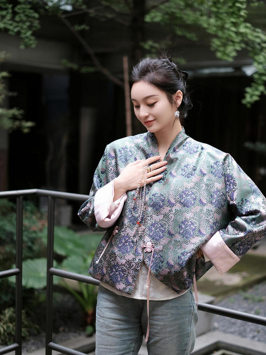 限量款| 盛唐牡丹 |万寿无疆牡丹纹重缎宋锦新中式外套(不夹棉) 商品图1