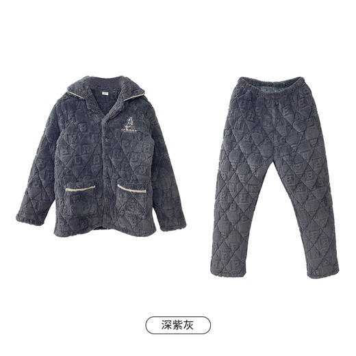 都市丽人都市锋尚生活家居男士睡衣提花夹棉加加厚款长袖长裤类家居服套装FH31L2 商品图0