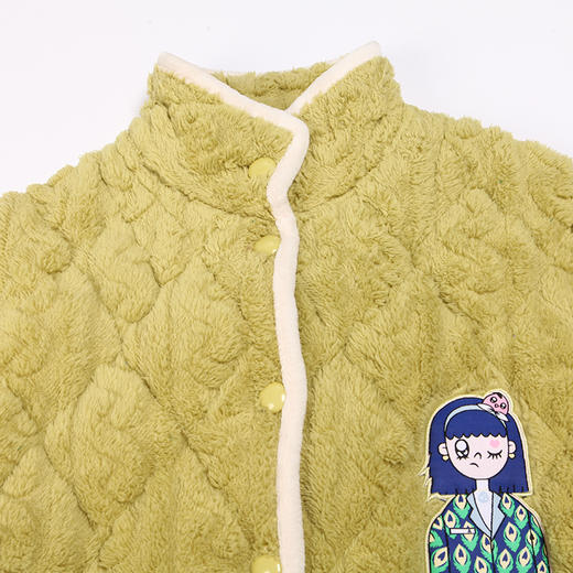 都市丽人舒适外出女士睡衣北极绒提花夹棉加厚款长袖长裤类家居服套装LH31L4 商品图4