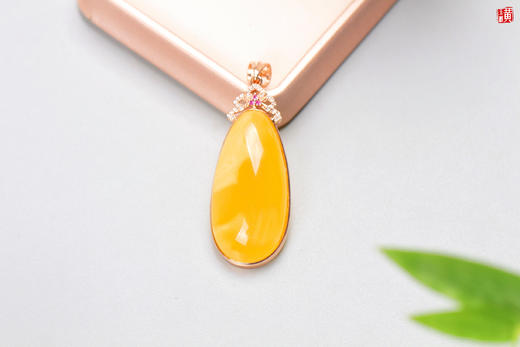 【月夕】蜜蜡吊坠，925银镶 商品图1