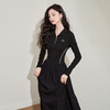 法式立领卫衣连衣裙新款小众设计感百褶小黑裙长裙V1938609 商品缩略图3