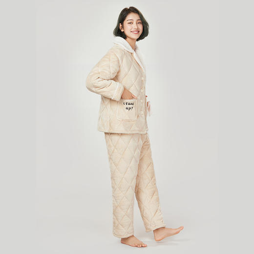 都市丽人生活家居女士睡衣法兰绒夹棉加厚款长袖长裤类家居服套装LH31P9 商品图1