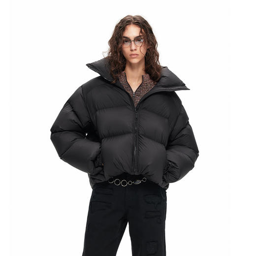 NUTH “蓬松3D”｜黑色短款立领宽松百搭羽绒服女冬季 商品图0